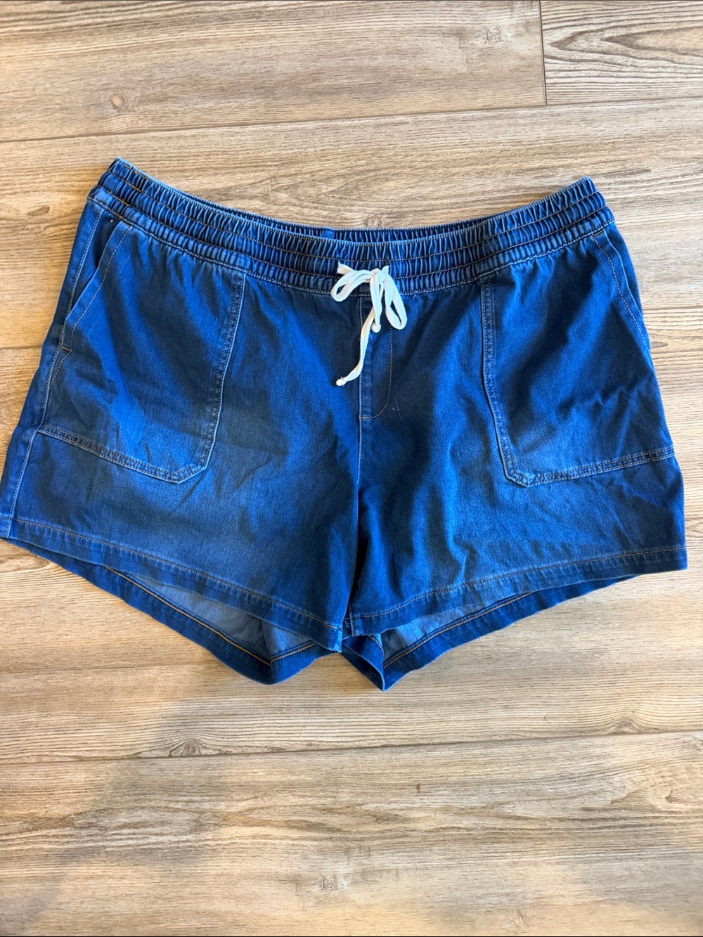 Casual Blue Drawstring Women's Shorts
